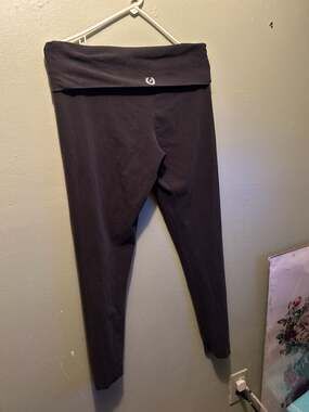 PINK Victoria's Secret Black Fold-Over Yoga Leggings Size Large